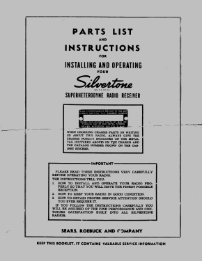 Silvertone 5 Ch= 132.881 Order=57K 05; Sears, Roebuck & Co. (ID = 2813776) Radio