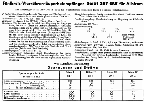 267GW; Seibt, Dr. Georg (ID = 39479) Radio