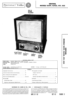 1U419; Sentinel Radio Corp. (ID = 2798956) Televisore