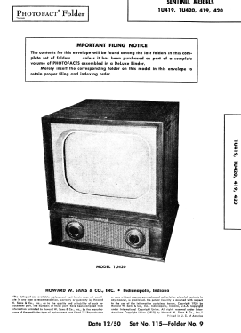 1U419; Sentinel Radio Corp. (ID = 2798957) Television
