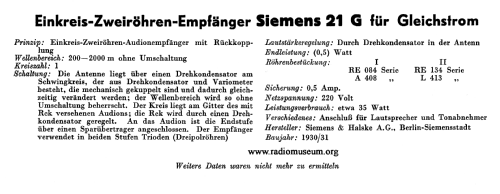 21G; Siemens & Halske, - (ID = 41040) Radio