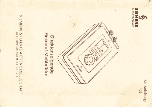 Einknopf-Messbrücke ; Siemens & Halske, - (ID = 2625282) Ausrüstung