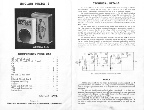 Micro 6 ; Sinclair Radionics (ID = 2629063) Radio