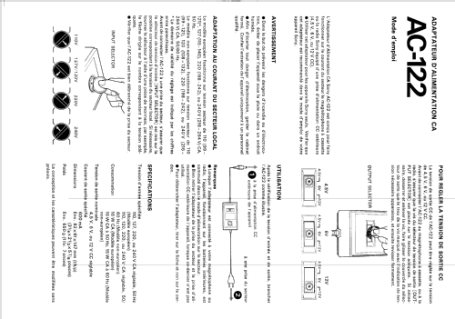 AC Power Adaptor AC-122; Sony Corporation; (ID = 2480397) Fuente-Al