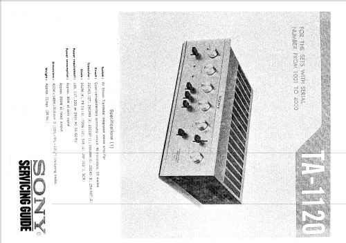 Integrated Amplifier TA-1120; Sony Corporation; (ID = 2458662) Ampl/Mixer