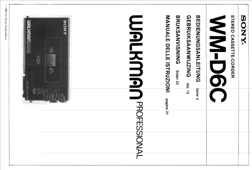 Walkman Professional WM-D6C; Sony Corporation; (ID = 1277129) Reg-Riprod
