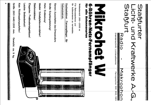 Mikrohet W; Stassfurter Licht- (ID = 546125) Radio