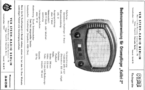 Kolibri 2; Stern-Radio Berlin, (ID = 306488) Radio