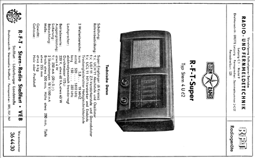 Einheitssuper RFT-Super 4U62 ; Stern-Radio Staßfurt (ID = 2079691) Radio