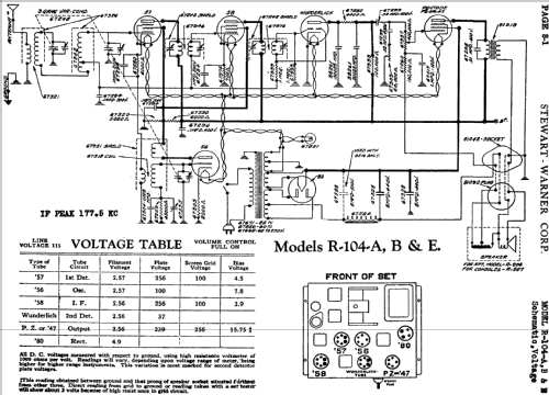 R-104 B Ch= R-104; Stewart Warner Corp. (ID = 495072) Radio