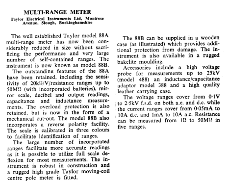 Multimeter 88B; Taylor Electrical (ID = 2730477) Equipment