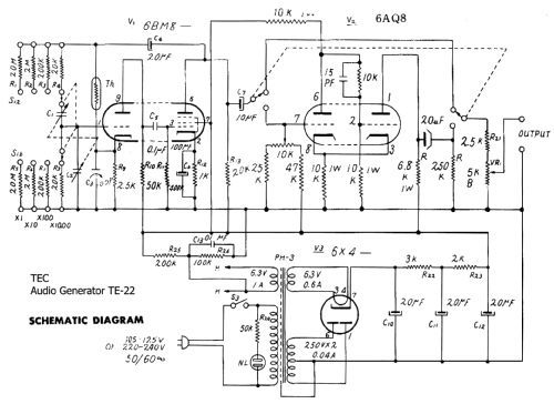 Audio Generator TE-22; Tech Instruments Co. (ID = 252671) Equipment