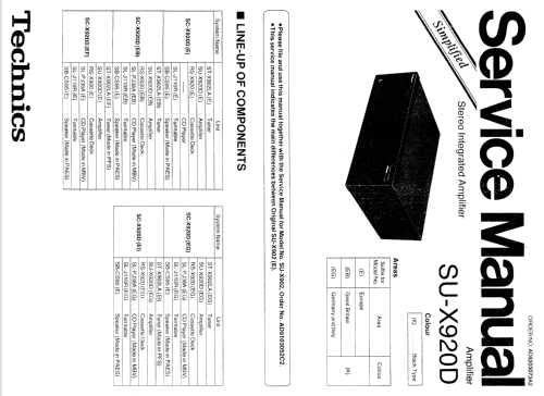 Stereo Integrated Amplifier SU-X920D; Technics brand (ID = 945300) Ampl/Mixer