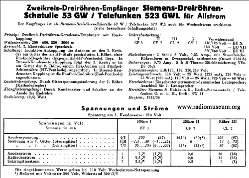 523GWL ; Telefunken (ID = 42200) Radio