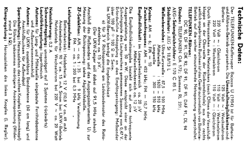 Bajazzo U 54 1954; Telefunken (ID = 442306) Radio