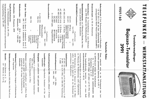 Bajazzo-UKW-Transistor 3991; Telefunken (ID = 199396) Radio