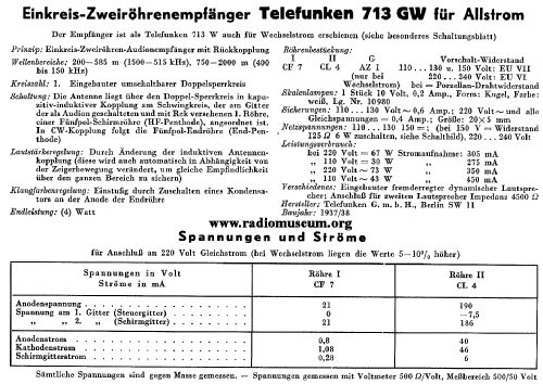 Der kleine Telefunken 713GW; Telefunken (ID = 37557) Radio