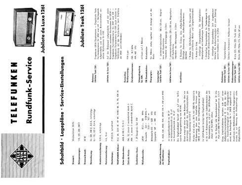 Jubilate de Luxe 1261; Telefunken (ID = 2022727) Radio