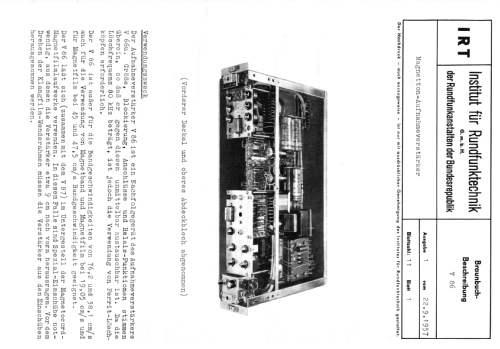 Magnetton-Aufnahmeverstärker V86; Telefunken (ID = 2005688) Ampl/Mixer
