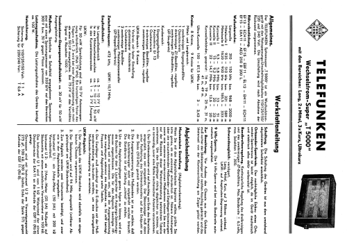 Spitzen-Super T5000 T5000W; Telefunken (ID = 2689203) Radio