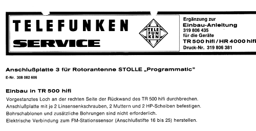 Stereo FM/AM Receiver Modular System TR-500 HiFi; Telefunken (ID = 1954093) Radio