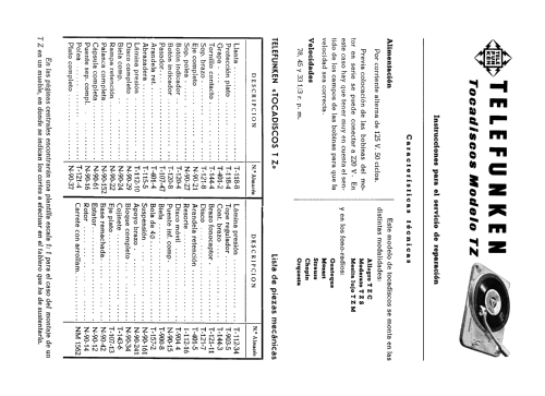 Tocadiscos TZ ; Telefunken (ID = 2067308) Enrég.-R