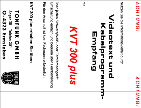 Kabel - Videotext Konverter KVT 300 plus; Tonfunk; Ermsleben/ (ID = 1340828) Adapteur