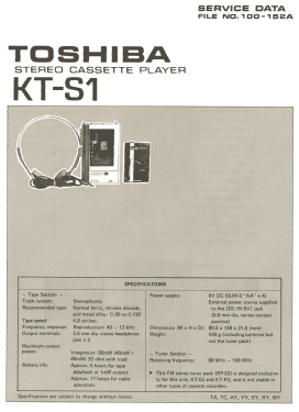 Stereo Cassette Player KT-S1; Toshiba Corporation; (ID = 2762446) R-Player