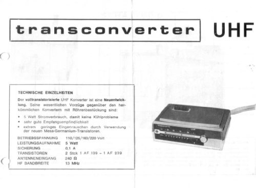 Transconverter UHF; Ultron-Elektronik (ID = 2329133) Converter