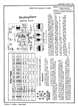 16A61 Stratosphere 16-A-61 Ch=1601; Zenith Radio Corp.; (ID = 2987990) Radio