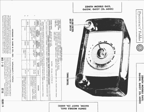 G615Y Ch= 6G05; Zenith Radio Corp.; (ID = 1578221) Radio