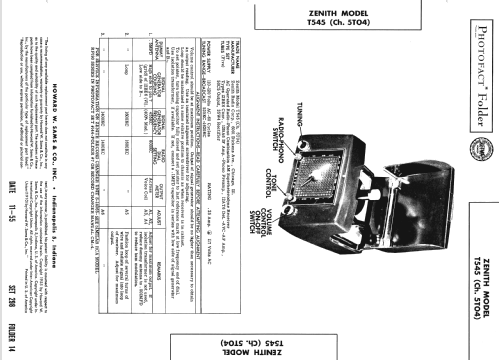 T545 Ch=5T04; Zenith Radio Corp.; (ID = 2674800) Radio