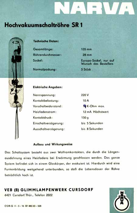 Original-Datenblatt 1965