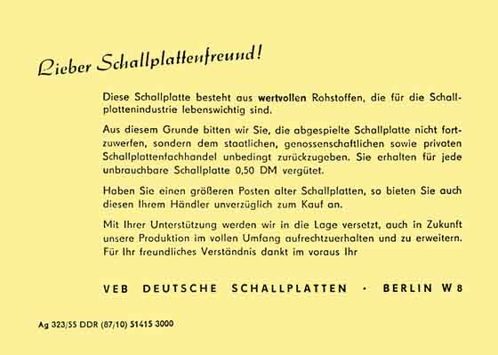 Schallplattenrücknahme