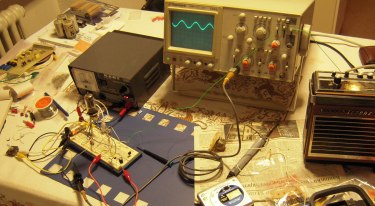 AM Modulator von Stefan Heimers, Testaufbau März 2009