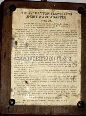 Flewelling Short-Wave Adapter type UX; A-C Dayton Co., A-C (ID = 152651) Adapteur
