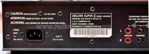 Integrated Stereo Amplifier Alpha II ; A&R Cambridge Ltd. (ID = 2420197) Ampl/Mixer