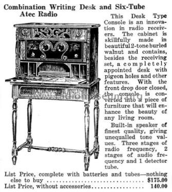 Combination Writing Desk and Six-Tube Atec Radio ; Able Tool & (ID = 1302772) Radio