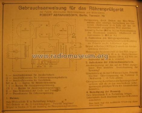 Röhrenprüfgerät ; Abrahamsohn, Robert; (ID = 1013991) Equipment