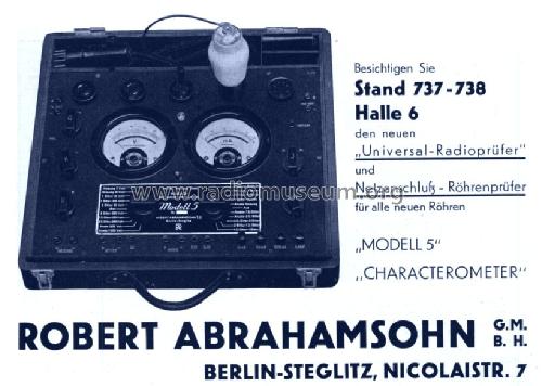 Röhrenprüfgerät Modell 5; Abrahamsohn, Robert; (ID = 1699725) Equipment