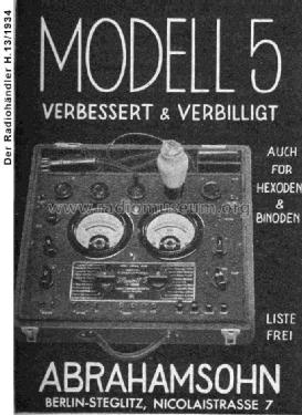 Röhrenprüfgerät Modell 5; Abrahamsohn, Robert; (ID = 961279) Equipment