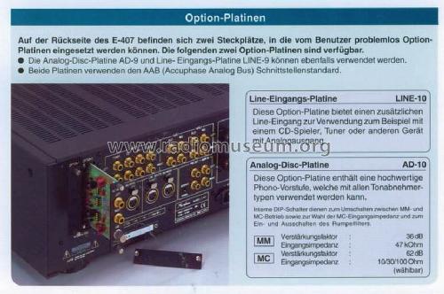 Integrated Stereo Amplifier E-407; Accuphase Laboratory (ID = 676132) Ampl/Mixer