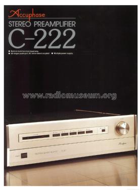 Stereo Preamplifier C-222; Accuphase Laboratory (ID = 1936491) Ampl/Mixer