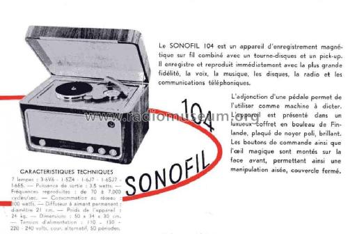 Sonofil 104; ACEC, Ateliers de (ID = 1126770) Sonido-V