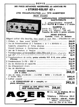 Amplificateur Stéréo-Relief 63; ACER A.C.E.R. / (ID = 2749729) Ampl/Mixer