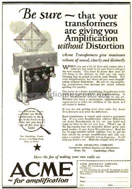 Amplifying Transformer A-2 ; Acme Apparatus Co.; (ID = 1299688) Radio part