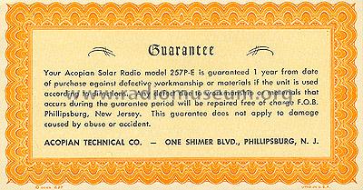 Solar Radio 257 P-E ; Acopian Technical Co (ID = 988170) Radio