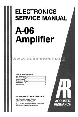 Integrated Amplifier A-06; Acoustic Research (ID = 1879926) Ampl/Mixer