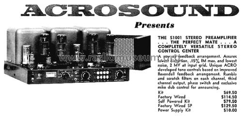 Pre-Amplifier S-1001; Acrosound, (ID = 2655507) Ampl/Mixer