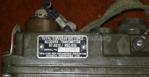 Receiver - Transmitter RT-5010 / PRC-510; Addison Industries, (ID = 1790837) Mil TRX
